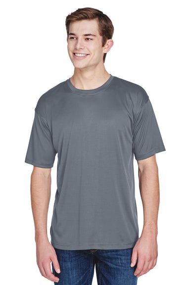 UltraClub 8620 Mens Cool & Dry Performance Moisture Wicking Short Sleeve Crewneck T-Shirt Charcoal Grey Model Front