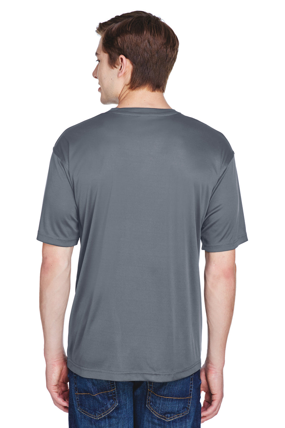 UltraClub 8620 Mens Cool & Dry Performance Moisture Wicking Short Sleeve Crewneck T-Shirt Charcoal Grey Model Back