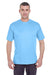 UltraClub 8620 Mens Cool & Dry Performance Moisture Wicking Short Sleeve Crewneck T-Shirt Columbia Blue Model Front