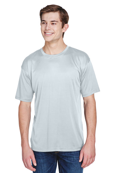 UltraClub 8620 Mens Cool & Dry Performance Moisture Wicking Short Sleeve Crewneck T-Shirt Grey Model Front