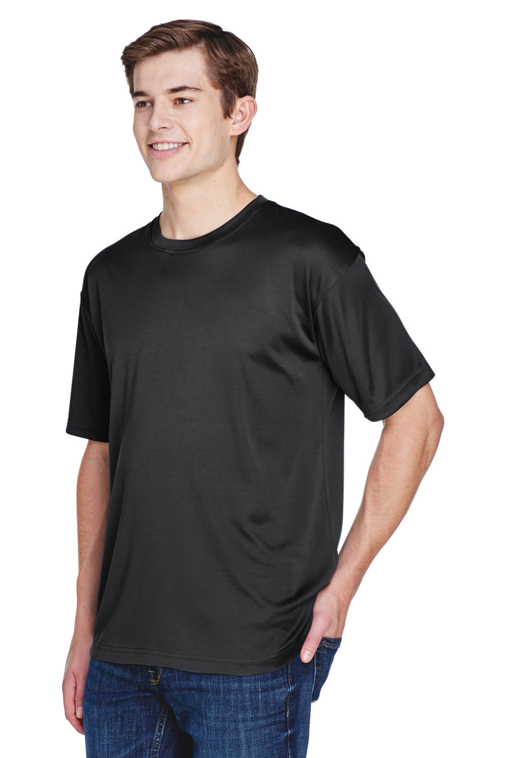 UltraClub 8620 Mens Cool & Dry Performance Moisture Wicking Short Sleeve Crewneck T-Shirt Black Model 3q