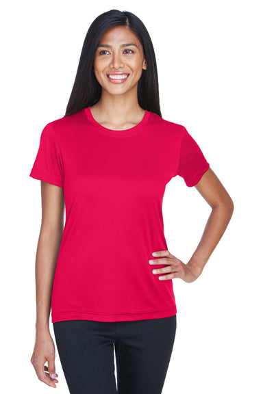 UltraClub 8620L Womens Cool & Dry Performance Moisture Wicking Short Sleeve Crewneck T-Shirt Red Model Front