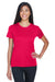 UltraClub 8620L Womens Cool & Dry Performance Moisture Wicking Short Sleeve Crewneck T-Shirt Red Model Front