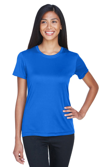 UltraClub 8620L Womens Cool & Dry Performance Moisture Wicking Short Sleeve Crewneck T-Shirt Royal Blue Model Front