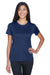 UltraClub 8620L Womens Cool & Dry Performance Moisture Wicking Short Sleeve Crewneck T-Shirt Navy Blue Model Front