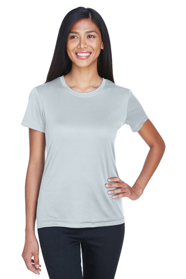 UltraClub 8620L Womens Cool & Dry Performance Moisture Wicking Short Sleeve Crewneck T-Shirt Grey Model Front