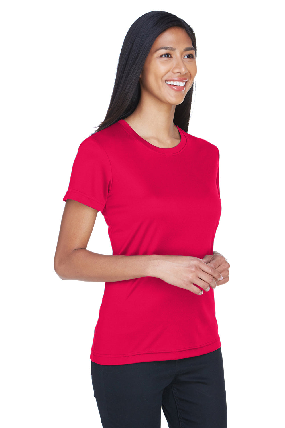 UltraClub 8620L Womens Cool & Dry Performance Moisture Wicking Short Sleeve Crewneck T-Shirt Red Model 3q