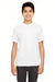 UltraClub 8620Y Youth Cool & Dry Performance Moisture Wicking Short Sleeve Crewneck T-Shirt White Model Front