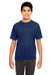 UltraClub 8620Y Youth Cool & Dry Performance Moisture Wicking Short Sleeve Crewneck T-Shirt Navy Blue Model Front