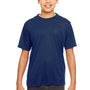 UltraClub Youth Cool & Dry Performance Moisture Wicking Short Sleeve Crewneck T-Shirt - Navy Blue