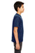 UltraClub 8620Y Youth Cool & Dry Performance Moisture Wicking Short Sleeve Crewneck T-Shirt Navy Blue Model Side