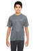 UltraClub 8620Y Youth Cool & Dry Performance Moisture Wicking Short Sleeve Crewneck T-Shirt Charcoal Grey Model Front