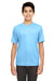 UltraClub 8620Y Youth Cool & Dry Performance Moisture Wicking Short Sleeve Crewneck T-Shirt Columbia Blue Model Front