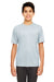 UltraClub 8620Y Youth Cool & Dry Performance Moisture Wicking Short Sleeve Crewneck T-Shirt Grey Model Front