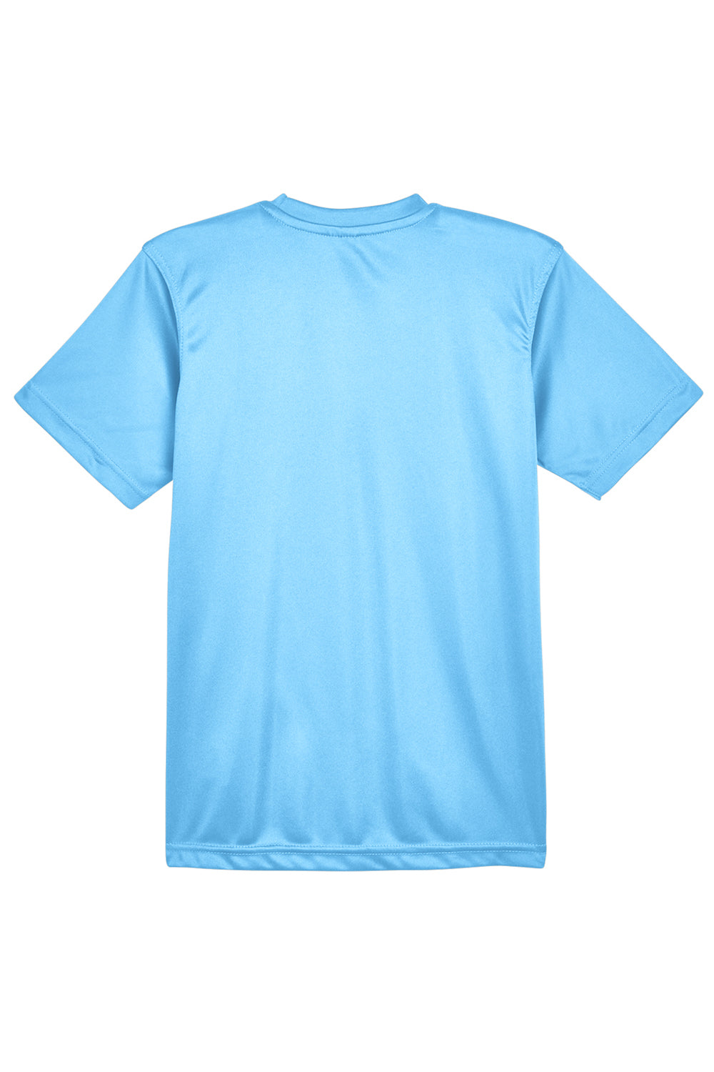 UltraClub 8620Y Youth Cool & Dry Performance Moisture Wicking Short Sleeve Crewneck T-Shirt Columbia Blue Flat Back