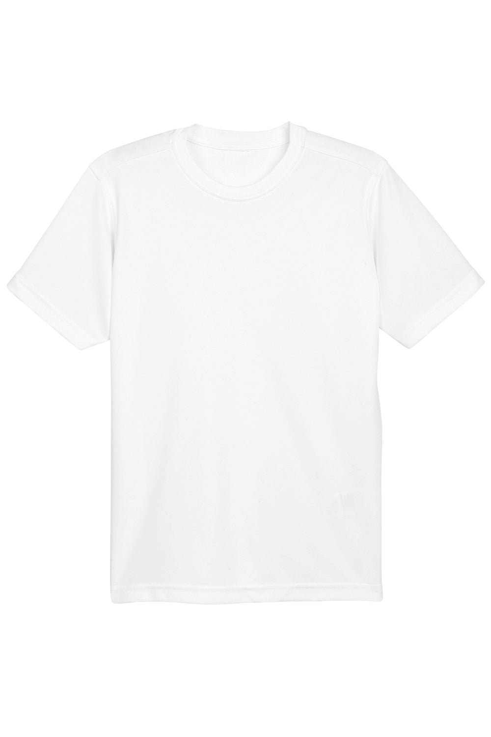 UltraClub 8620Y Youth Cool & Dry Performance Moisture Wicking Short Sleeve Crewneck T-Shirt White Flat Front