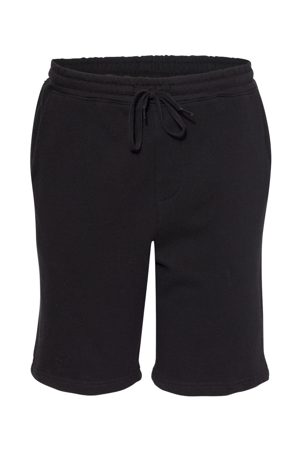 Independent Trading Co. IND20SRT Mens Fleece Shorts w/ Pockets Black Flat Front