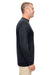 UltraClub 8622 Mens Cool & Dry Performance Moisture Wicking Long Sleeve Crewneck T-Shirt Black Model Side