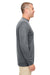 UltraClub 8622 Mens Cool & Dry Performance Moisture Wicking Long Sleeve Crewneck T-Shirt Charcoal Grey Model Side