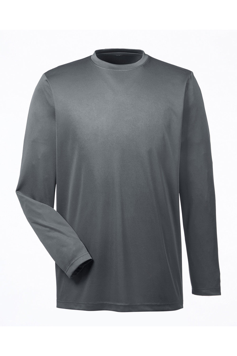 UltraClub 8622 Mens Cool & Dry Performance Moisture Wicking Long Sleeve Crewneck T-Shirt Charcoal Grey Flat Front