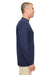 UltraClub 8622 Mens Cool & Dry Performance Moisture Wicking Long Sleeve Crewneck T-Shirt Navy Blue Model Side