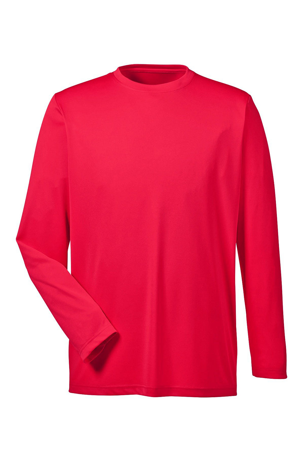 UltraClub 8622 Mens Cool & Dry Performance Moisture Wicking Long Sleeve Crewneck T-Shirt Red Flat Front