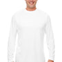 UltraClub Mens Cool & Dry Performance Moisture Wicking Long Sleeve Crewneck T-Shirt - White