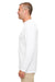 UltraClub 8622 Mens Cool & Dry Performance Moisture Wicking Long Sleeve Crewneck T-Shirt White Model Side