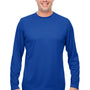 UltraClub Mens Cool & Dry Performance Moisture Wicking Long Sleeve Crewneck T-Shirt - Royal Blue