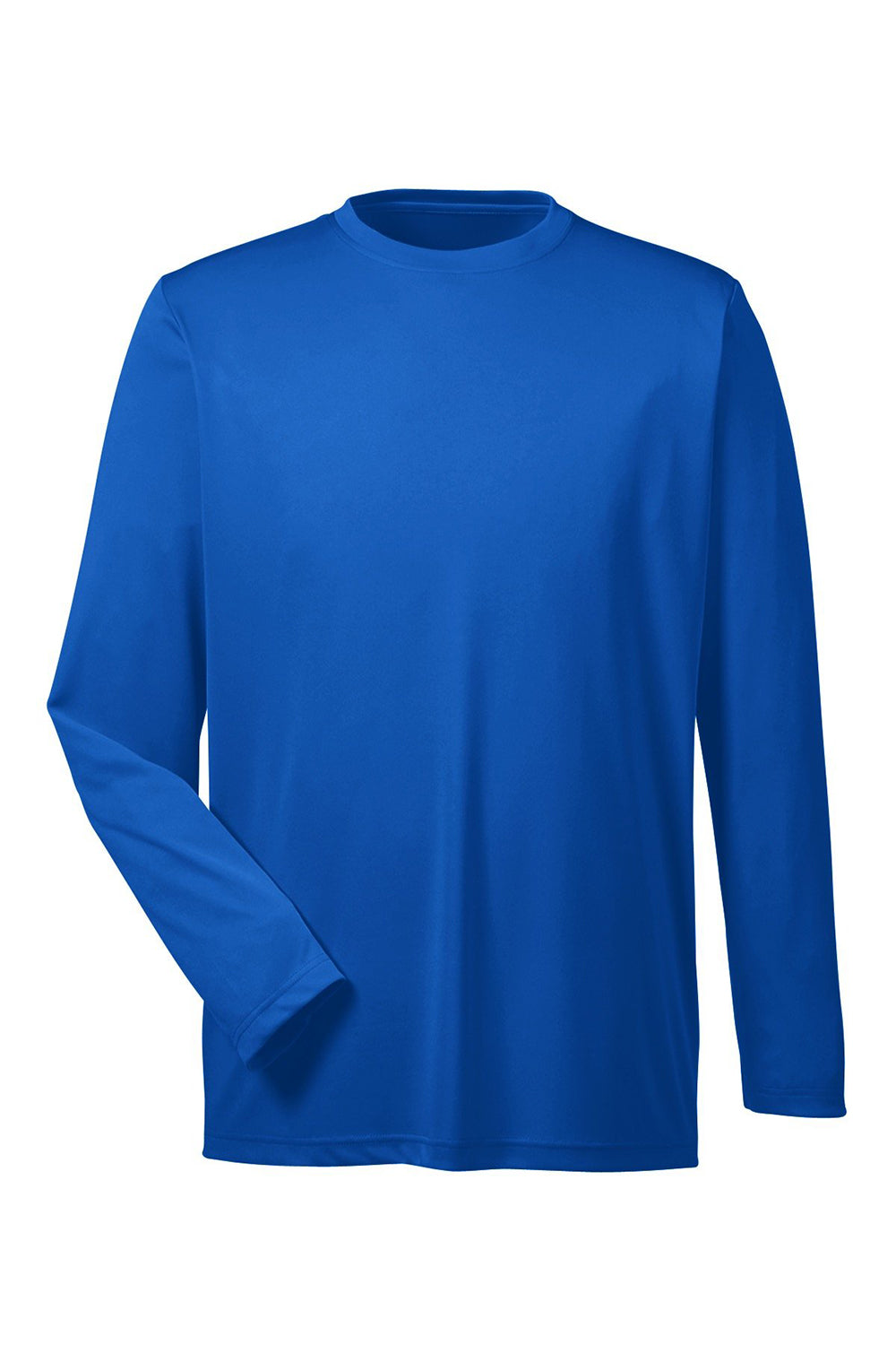 UltraClub 8622 Mens Cool & Dry Performance Moisture Wicking Long Sleeve Crewneck T-Shirt Royal Blue Flat Front