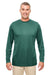 UltraClub 8622 Mens Cool & Dry Performance Moisture Wicking Long Sleeve Crewneck T-Shirt Forest Green Model Front