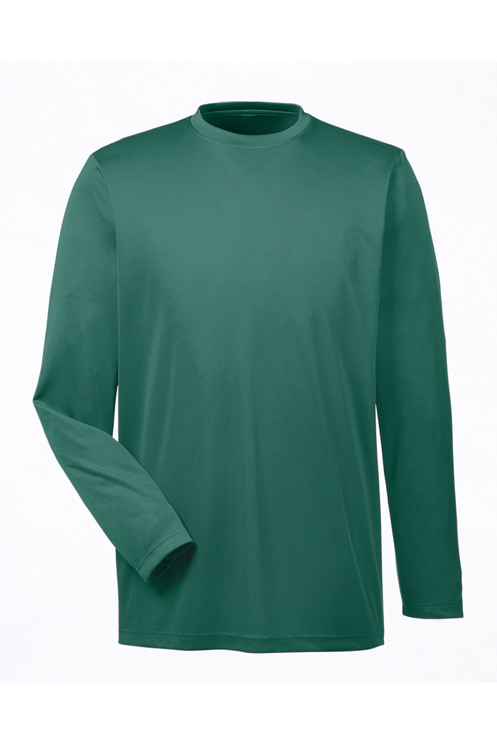 UltraClub 8622 Mens Cool & Dry Performance Moisture Wicking Long Sleeve Crewneck T-Shirt Forest Green Flat Front