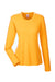 UltraClub 8622W Womens Cool & Dry Performance Moisture Wicking Long Sleeve Crewneck T-Shirt Gold Flat Front