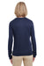 UltraClub 8622W Womens Cool & Dry Performance Moisture Wicking Long Sleeve Crewneck T-Shirt Navy Blue Model Back