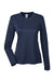 UltraClub 8622W Womens Cool & Dry Performance Moisture Wicking Long Sleeve Crewneck T-Shirt Navy Blue Flat Front