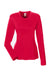 UltraClub 8622W Womens Cool & Dry Performance Moisture Wicking Long Sleeve Crewneck T-Shirt Red Flat Front