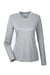 UltraClub 8622W Womens Cool & Dry Performance Moisture Wicking Long Sleeve Crewneck T-Shirt Grey Flat Front