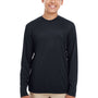 UltraClub Youth Cool & Dry Performance Moisture Wicking Long Sleeve Crewneck T-Shirt - Black