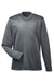 UltraClub 8622Y Youth Cool & Dry Performance Moisture Wicking Long Sleeve Crewneck T-Shirt Charcoal Grey Flat Front