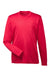 UltraClub 8622Y Youth Cool & Dry Performance Moisture Wicking Long Sleeve Crewneck T-Shirt Red Flat Front