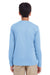 UltraClub 8622Y Youth Cool & Dry Performance Moisture Wicking Long Sleeve Crewneck T-Shirt Columbia Blue Model Back