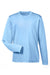 UltraClub 8622Y Youth Cool & Dry Performance Moisture Wicking Long Sleeve Crewneck T-Shirt Columbia Blue Flat Front