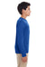 UltraClub 8622Y Youth Cool & Dry Performance Moisture Wicking Long Sleeve Crewneck T-Shirt Royal Blue Model Side