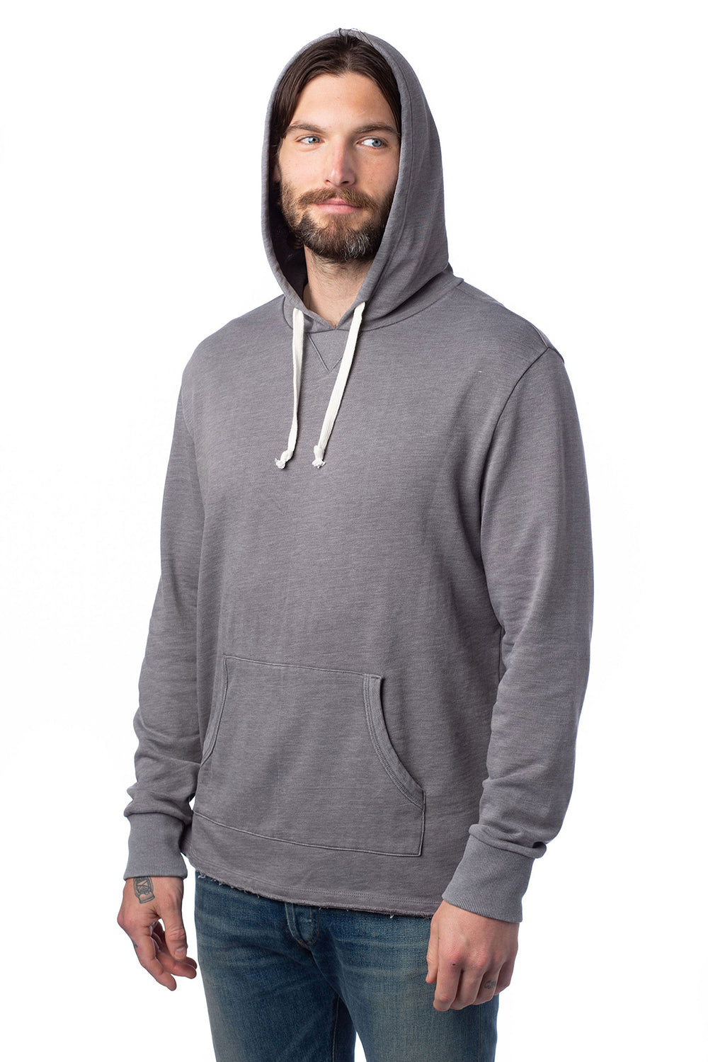 Alternative 8629NM Mens School Yard Hooded Sweatshirt Hoodie Nickel Grey 3Q