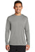 Port & Company PC380LS Mens Dry Zone Performance Moisture Wicking Long Sleeve Crewneck T-Shirt Concrete Grey Model Front