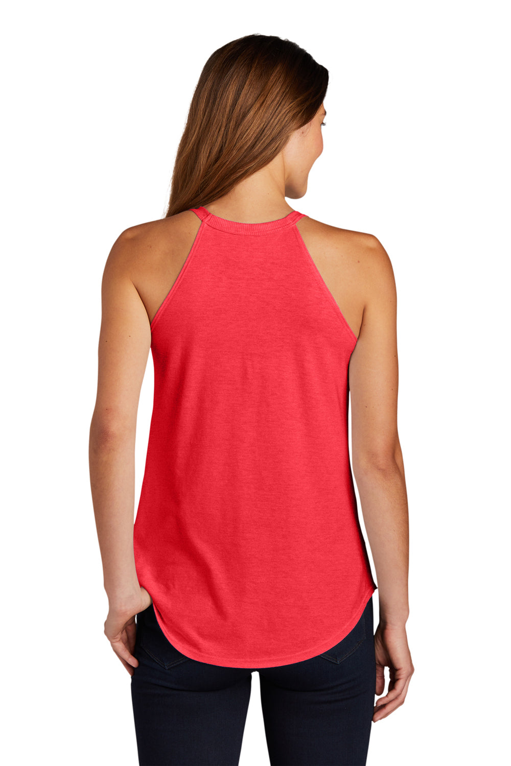 District DT137L Womens Perfect Tri Rocker Tank Top Red Frost Model Back