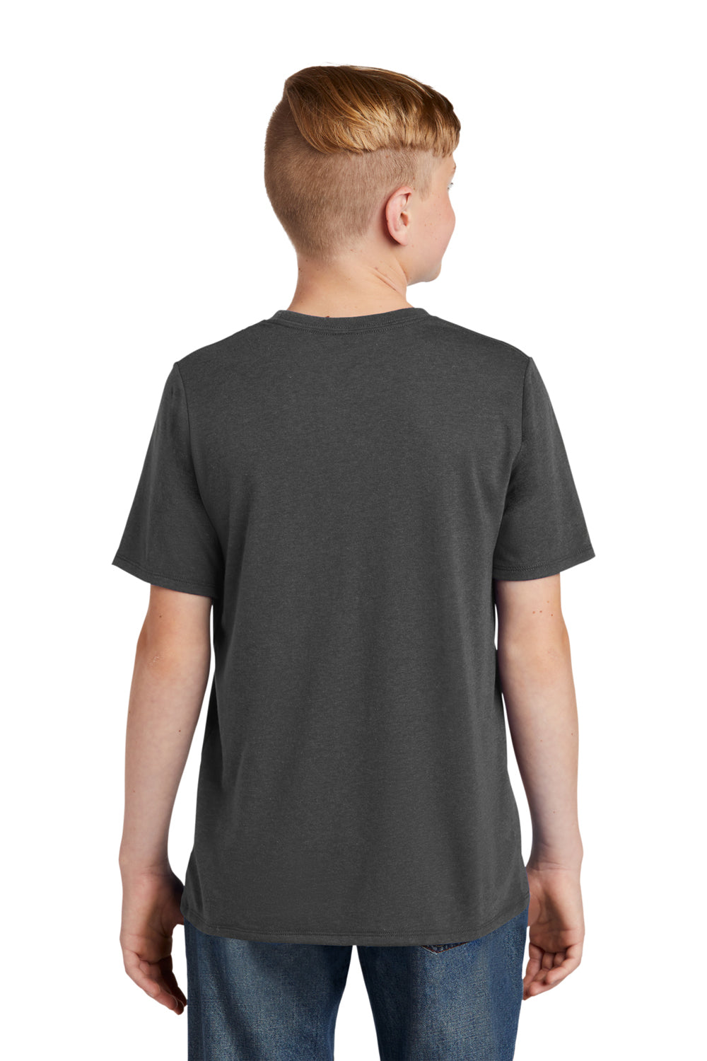 District DT130Y Youth Perfect Tri Short Sleeve Crewneck T-Shirt Charcoal Grey Model Back