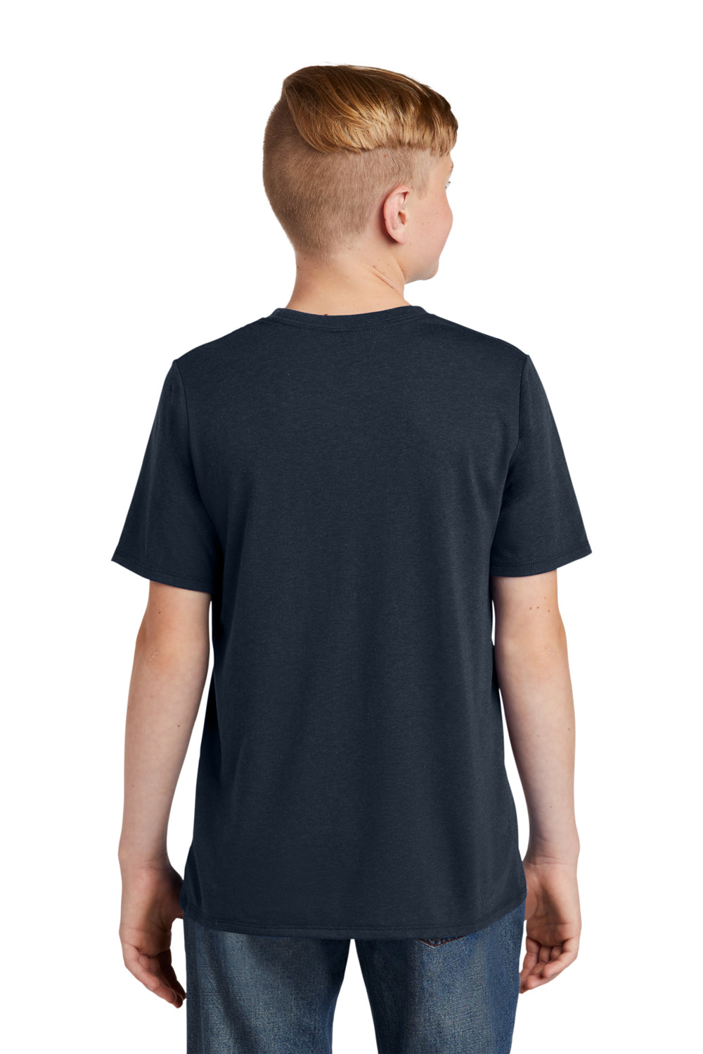 District DT130Y Youth Perfect Tri Short Sleeve Crewneck T-Shirt New Navy Blue Model Back