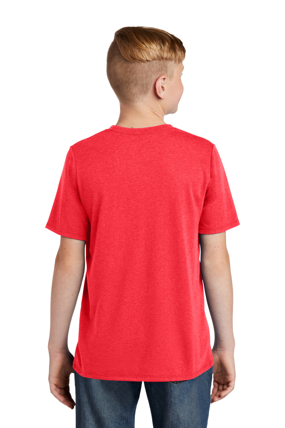 District DT130Y Youth Perfect Tri Short Sleeve Crewneck T-Shirt Red Frost Model Back