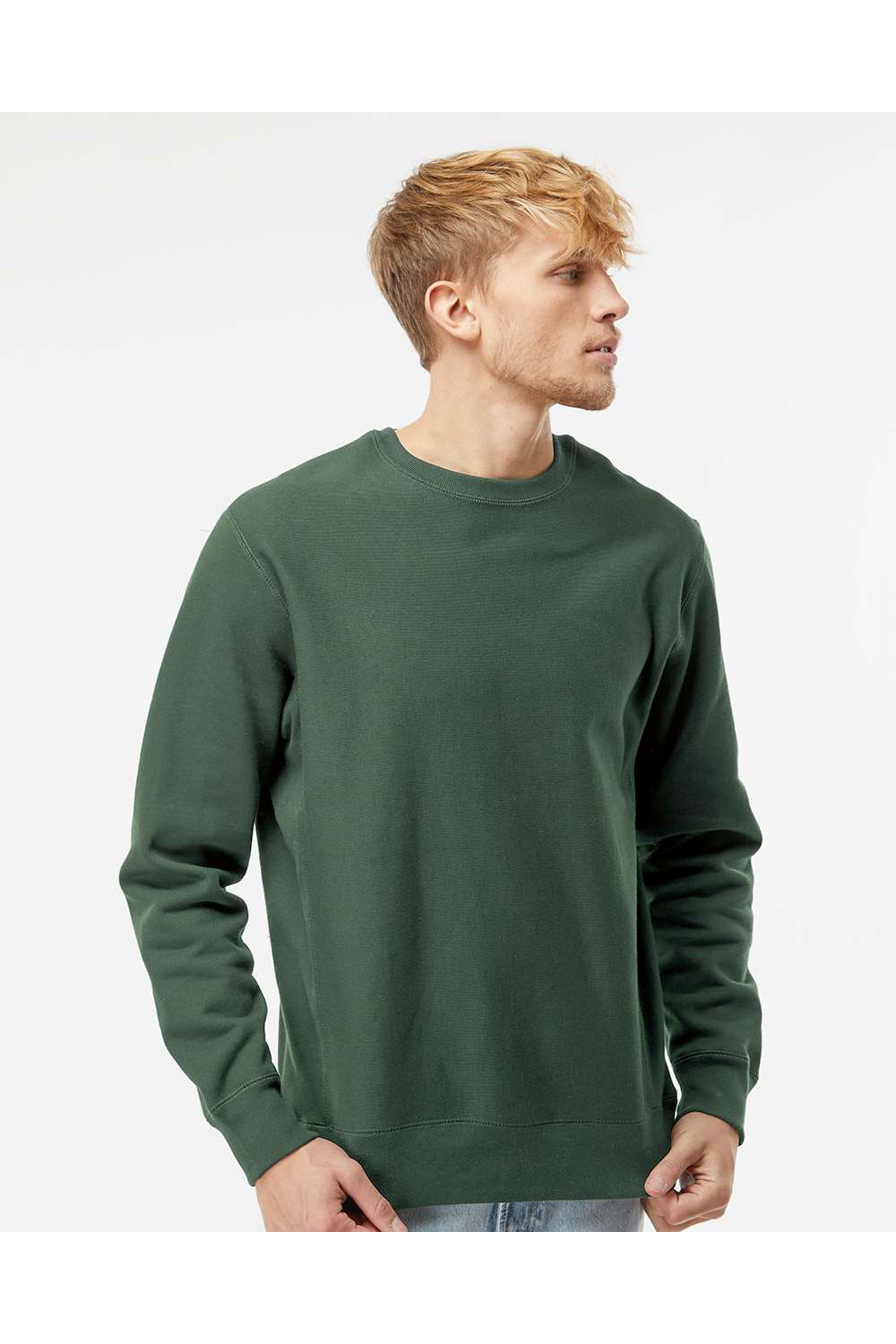 Independent Trading Co. IND5000C Mens Legend Crewneck Sweatshirt Alpine Green Model Front